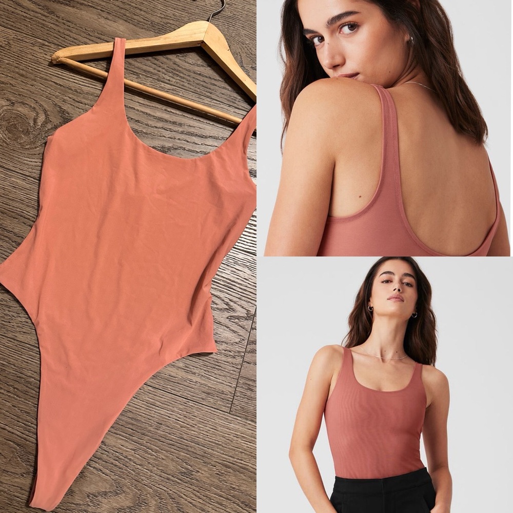 ALO Yoga Mesh Sheer Illusion Bodysuit - Terracotta - Small - NWT
